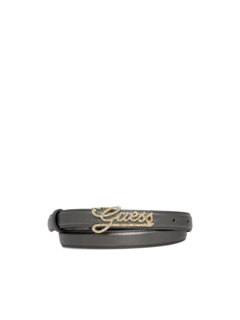 GUESS USA crystal-embellished logo-buckle belt