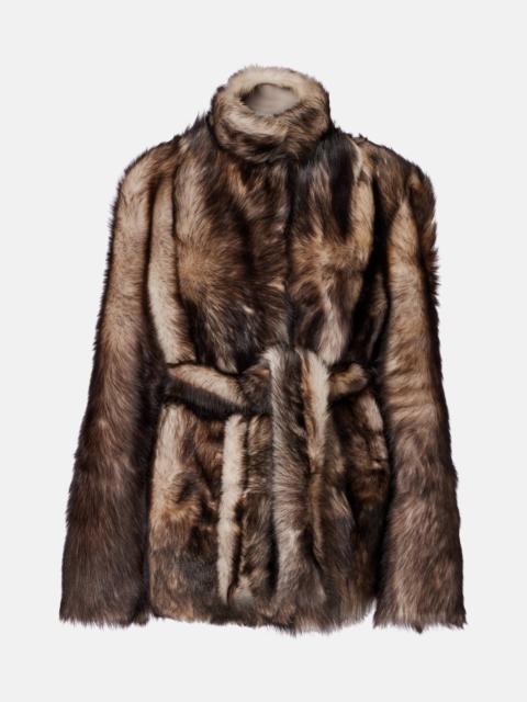 NOUR HAMMOUR Elsa shearling wrap coat