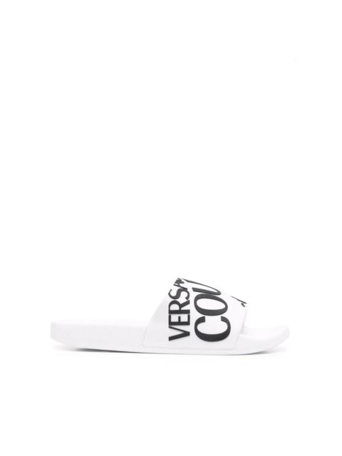 VERSACE JEANS COUTURE diagonal logo flat slides