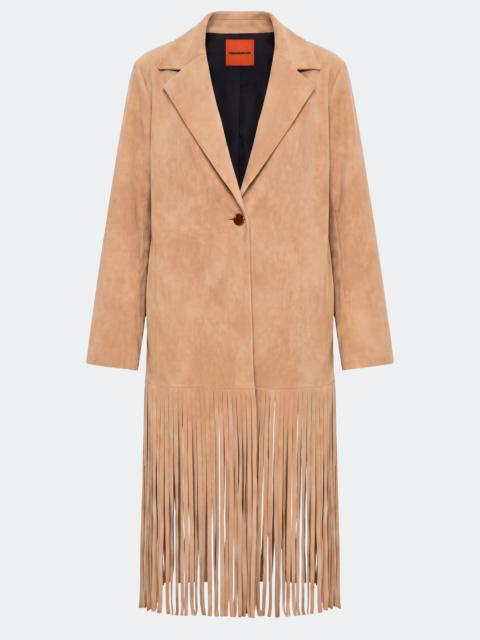 SIMONMILLER Vero Vegan Leather Fringe Coat In Sand