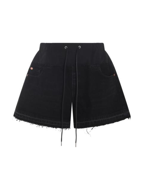 sacai black cotton shorts