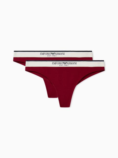 EMPORIO ARMANI TWO-PACK COTTON BRAZILIAN BRIEFS WITH WIDE ELASTIC BAND