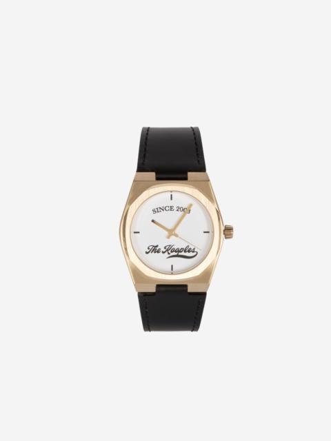 The Kooples WATCH WITH LOGO AND BLACK LEATHER STRAP