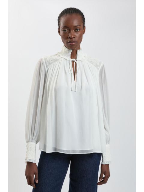 KAREN MILLEN Hand Embellished Georgette Blouse