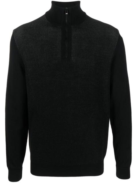 BOSS ribbed half-zip jumper