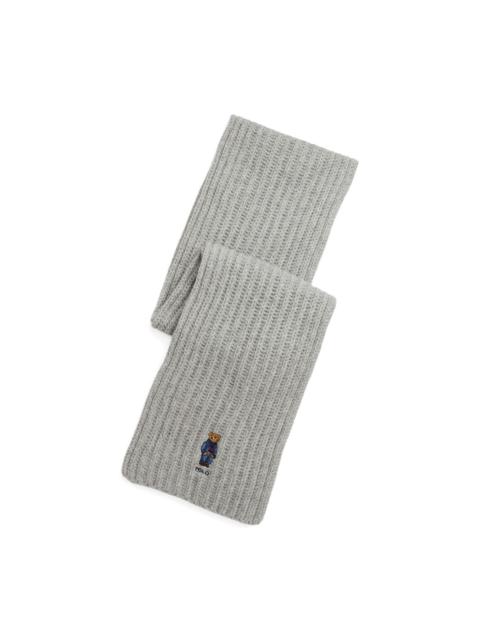 Polo Ralph Lauren ribbed bear-embroidered scarf