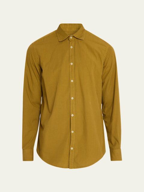 massimo alba Men's Micro Check Canary Cotton Shirt