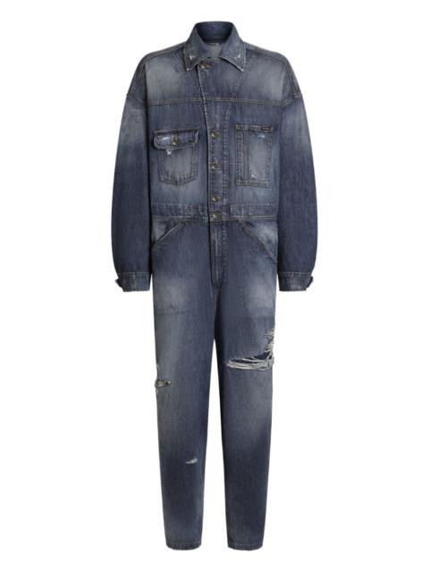 Dolce & Gabbana distressed pocket denim jumpsuit
