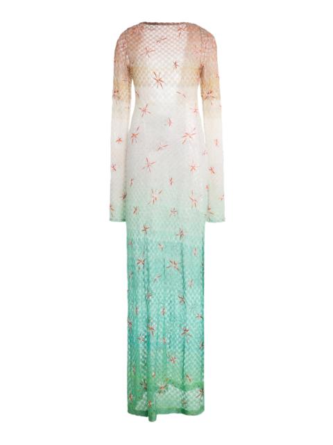 Missoni Embroidered Metallic-Knit Maxi Cover-Up Dress multi