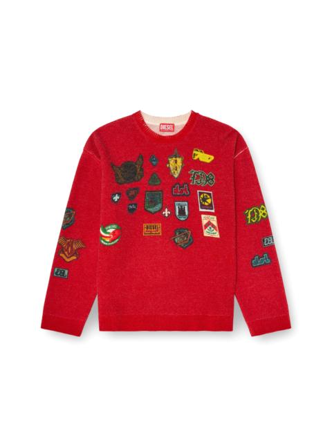 Diesel WOOL JUMPER WITH PRINTED PATCHES