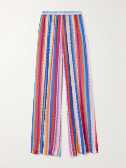Missoni Striped cotton and silk-blend voile wide-leg pants