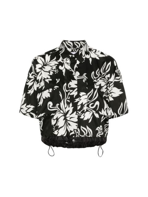 sacai floral-print cropped shirt