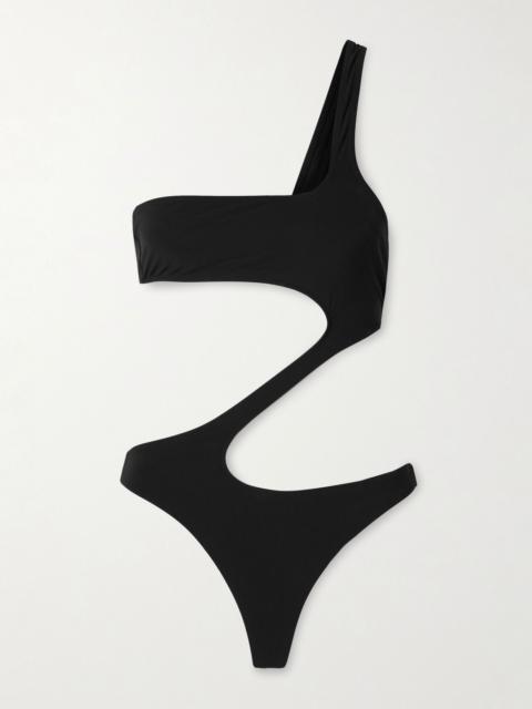 KIKI DE MONTPARNASSE La Sirene one-shoulder cutout swimsuit Black