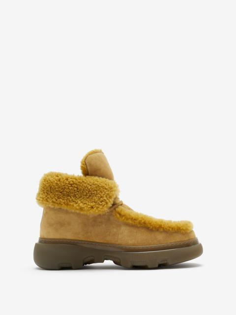 Suede and Shearling Creeper Boots
