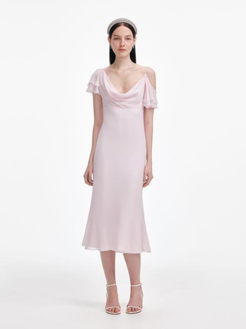 Pink Georgette Frill Midi Dress