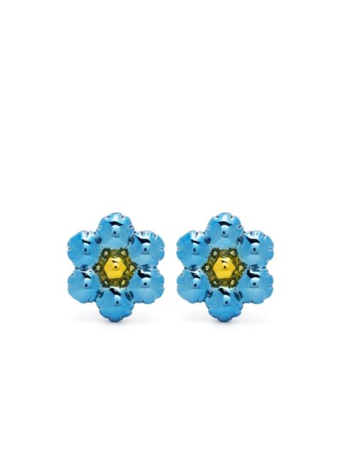 metallic floral clip earrings