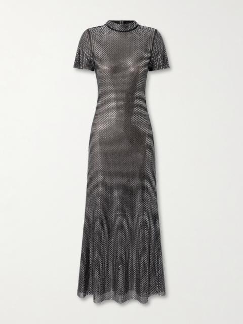 self-portrait Crystal-embellished Mesh Midi Dress