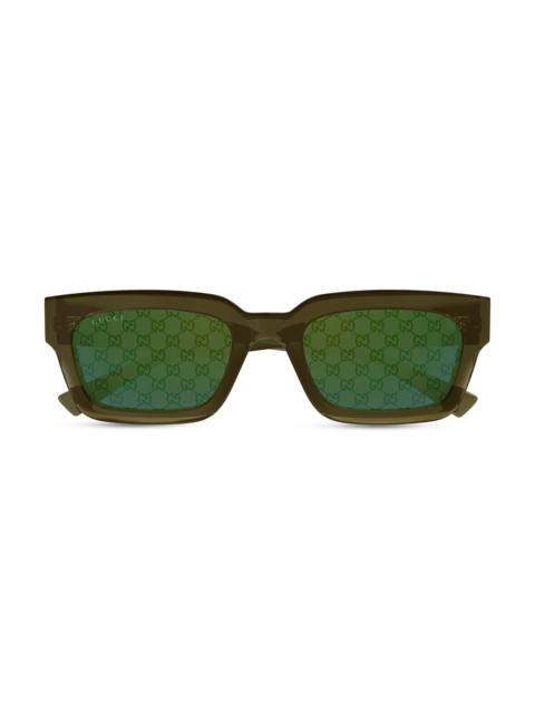 GUCCI Men's Monogram Wirecore 53MM Rectangular Sunglasses - Green