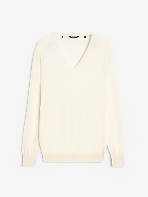 Silk Blend V-Neck Pullover in Ivory