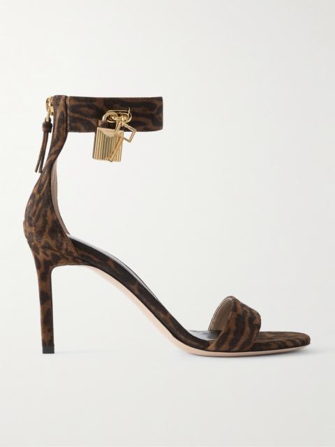 TOM FORD Padlock Embellished Leopard-print Suede Sandals