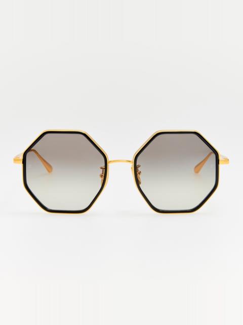 LINDA FARROW Coraline Sunglasses in 22K Gold and Grey