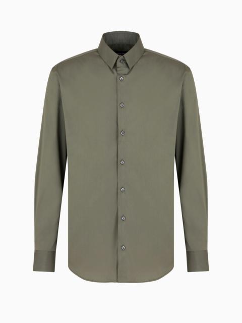 GIORGIO ARMANI Slim-fit shirt in stretch cotton poplin