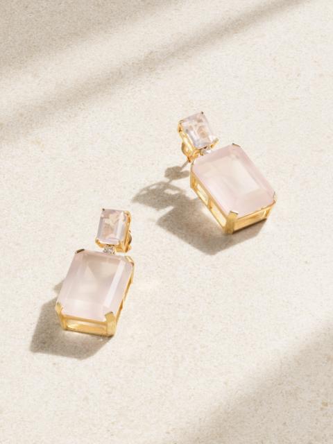MATEO 14-karat Gold Rose Quartz And Diamond Earrings