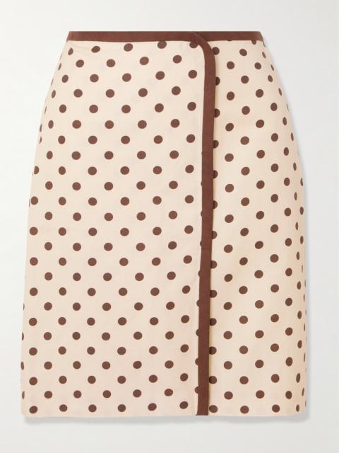 POSSE Bowie Wrap-effect Polka-dot Linen And Cotton-blend Midi Skirt