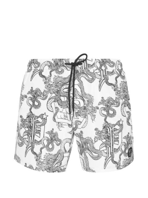 PHILIPP PLEIN metallic-logo swim short