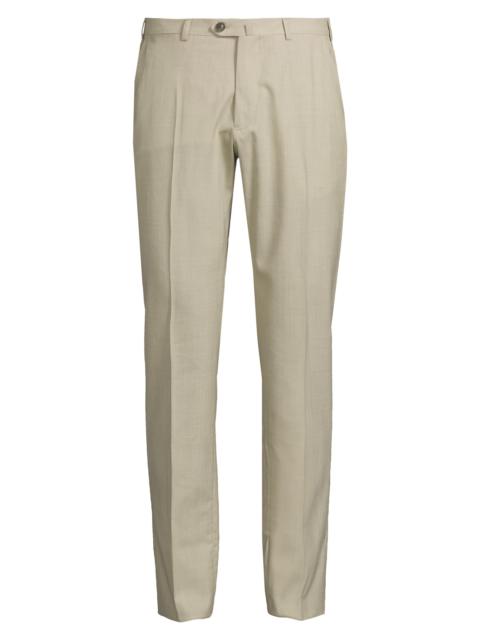 EMPORIO ARMANI Men's Textured Crease-Front Trousers - Tan