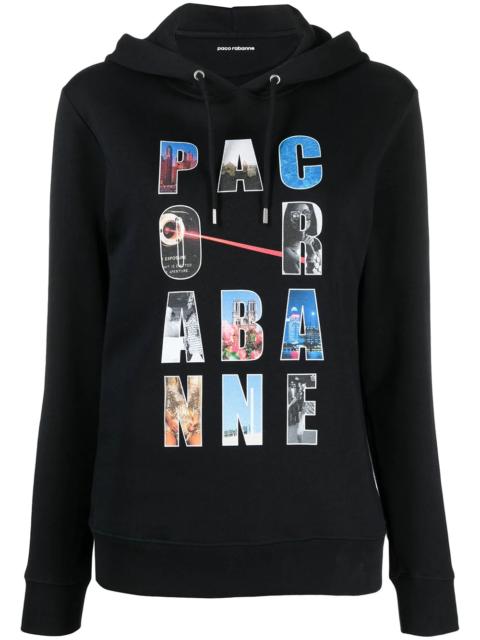 rabanne logo-print drawstring hoodie
