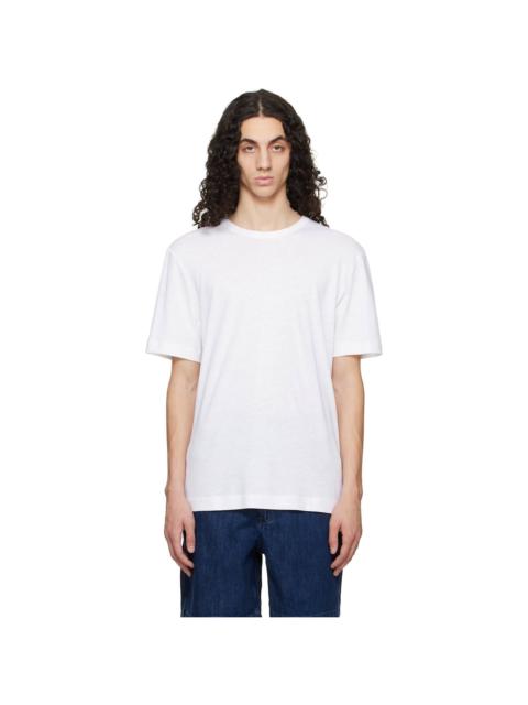 BOSS White Cotton-Linen Regular Fit T-shirt