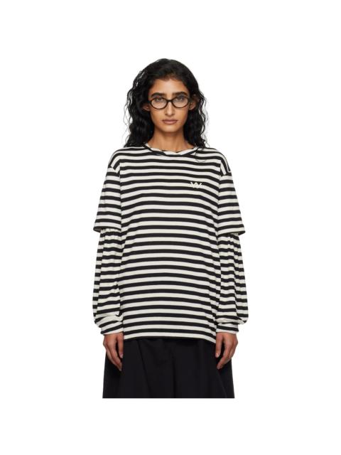 OPEN YY Black & Off-White Layered Stripe T-shirt
