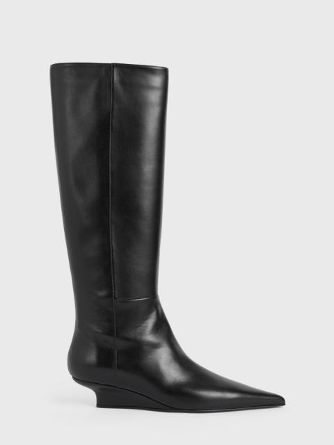 Totême Sharp leather knee-high boots black