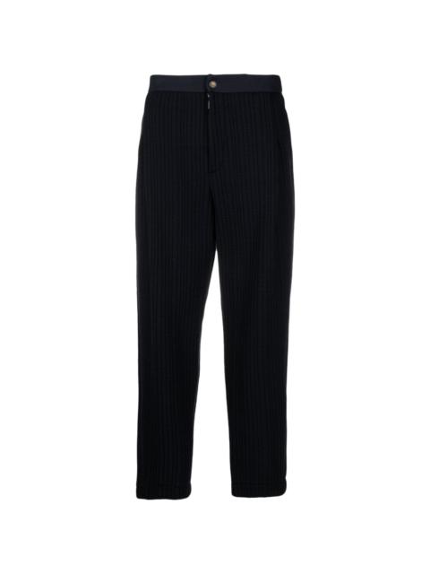 pleated quilted tapered trousers