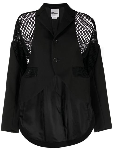 mesh-panelling single-breasted blazer