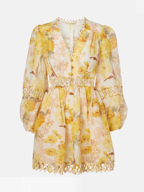 Zimmermann Como floral linen and silk minidress