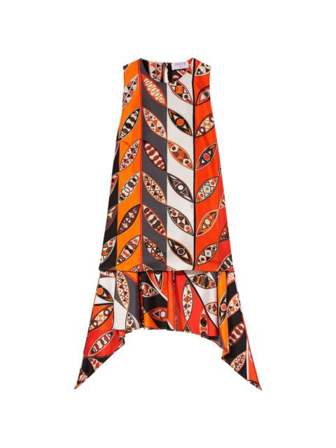 graphic-print silk sleeveless top