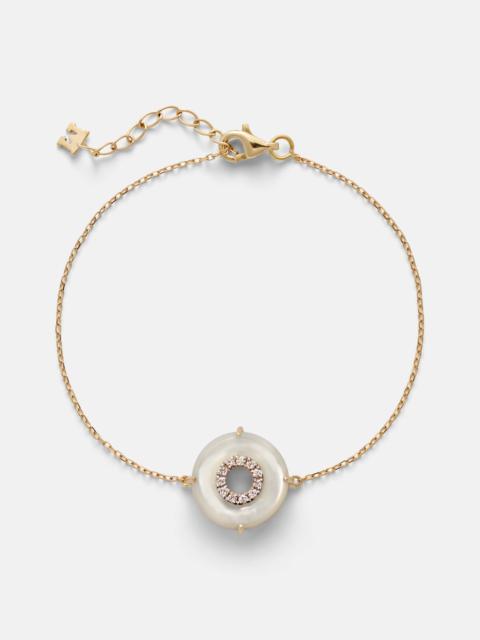 MATEO 14kt gold (585/1000) bracelet with diamonds and pearls