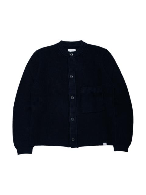 NORSE PROJECTS Gullverket Cotton Wool Rib Cardigan Dark Navy