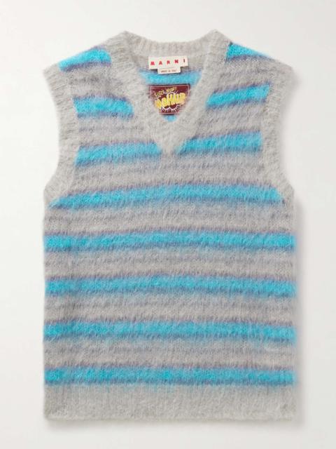 Brushed Striped Mohair-Blend Sweater Vest