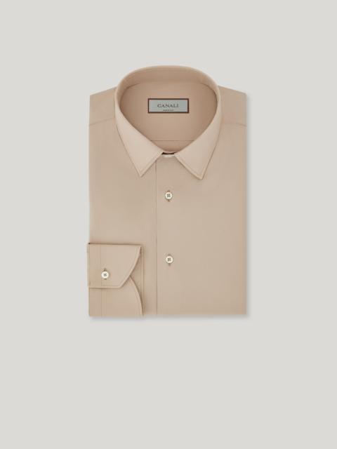 Canali BEIGE CANALI TRAVEL STRETCH COTTON REGULAR-FIT SHIRT