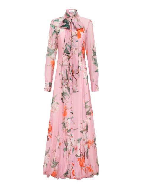 LEO LIN Lilith Button-Front Chiffon Maxi Dress pink