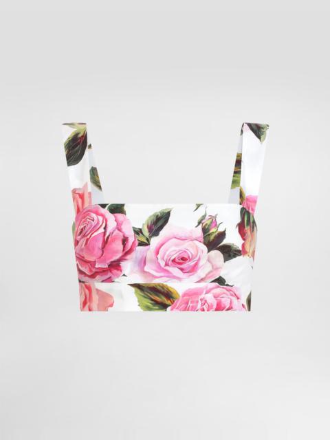 Dolce & Gabbana Cotton bralette top with rose print