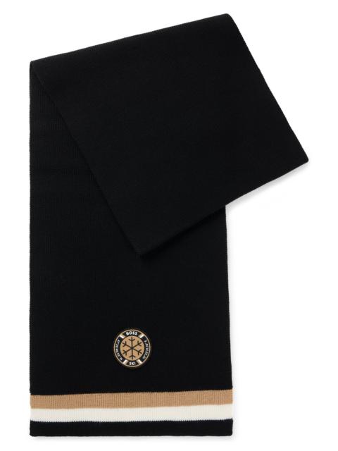 BOSS BOSS SKI VIRGIN-WOOL SCARF WITH LOGO BADGE