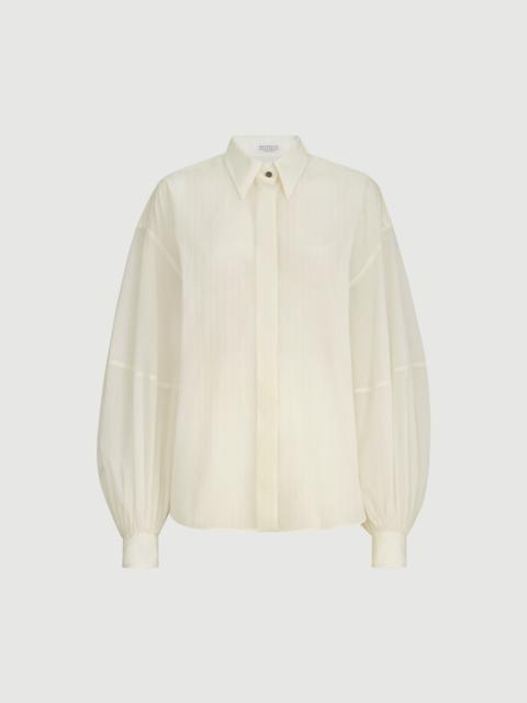 Brunello Cucinelli Silk sparkling pinstripe shirt with monili