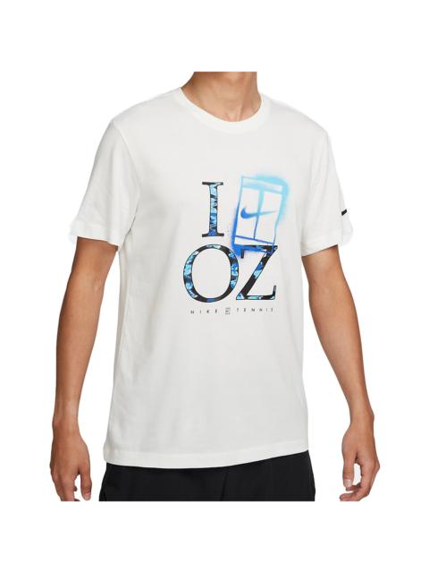 Nike NIke Court Dri-FIT Logo Tee 'White Blue' DZ2636-133
