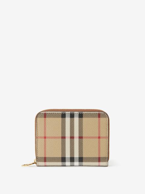 Burberry Check and Leather Zip Wallet