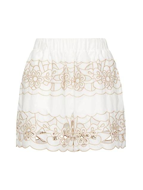 REDValentino Eyelet Embroidered Cotton Shorts