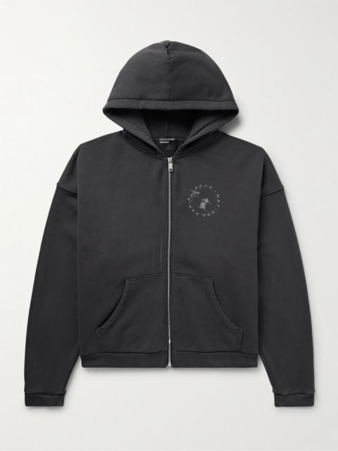 Enfants Riches Déprimés Tabac Rat Printed Cotton-Jersey Zip-Up Hoodie Black